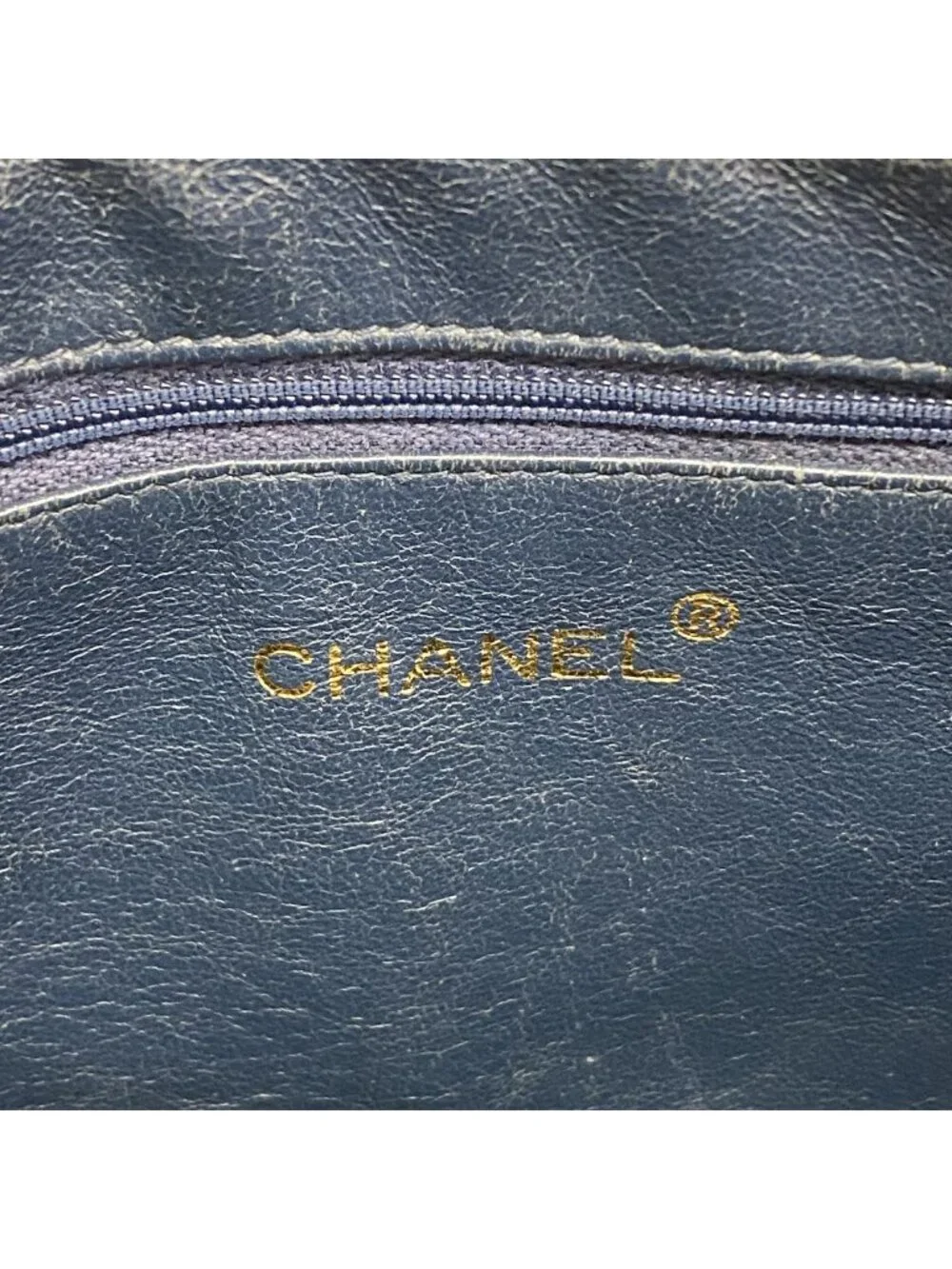 Chanel Shoulder Bag Quilted Lambskin Navy Gold